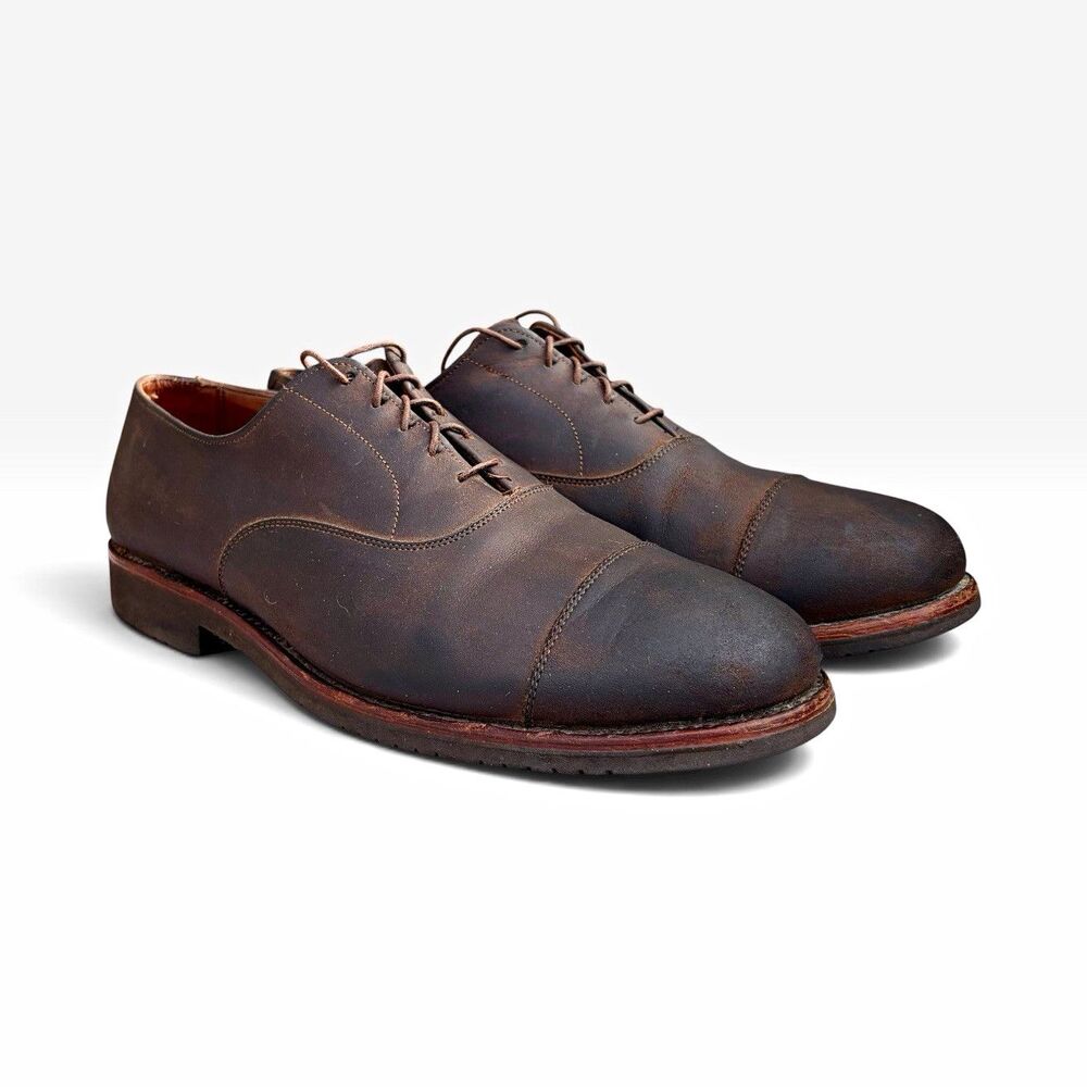 Allen Edmonds Barton Mens 10 D Brown Leather Cap Toe Oxford Shoes USA Vibram
